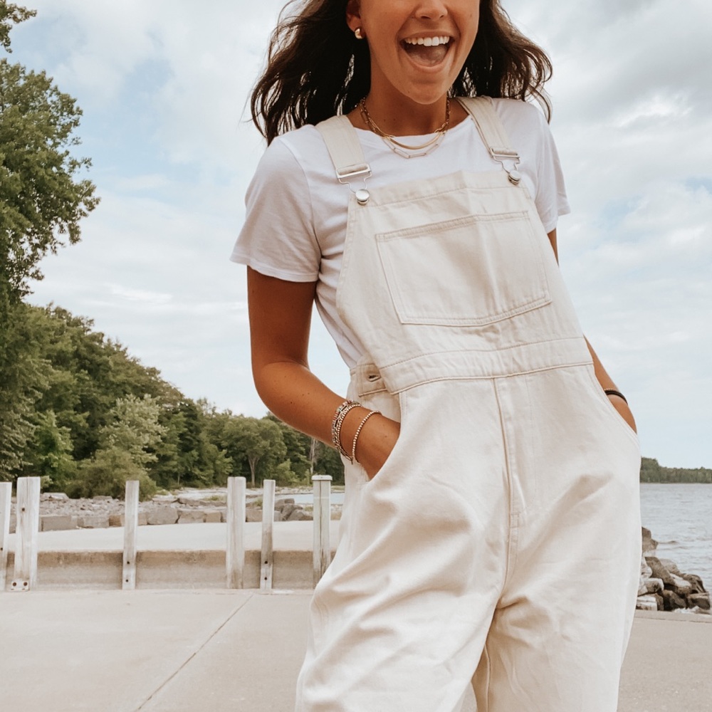 NWOT SHOP WE WORE WHAT CREAM OVERALLS